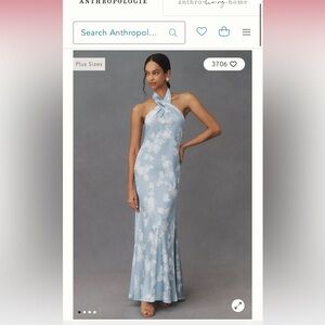 BHLDN RUBY TWIST HALTER SATIN GOWN